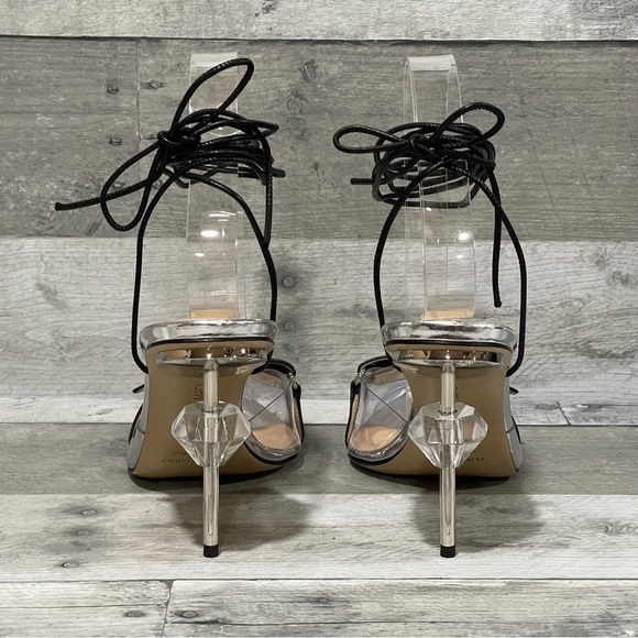 MACH & MACH Kelly Logo Strap Clear Pointed Toe Pump - black - Sz - 8 .US/38 EU - Picture 10 of 15